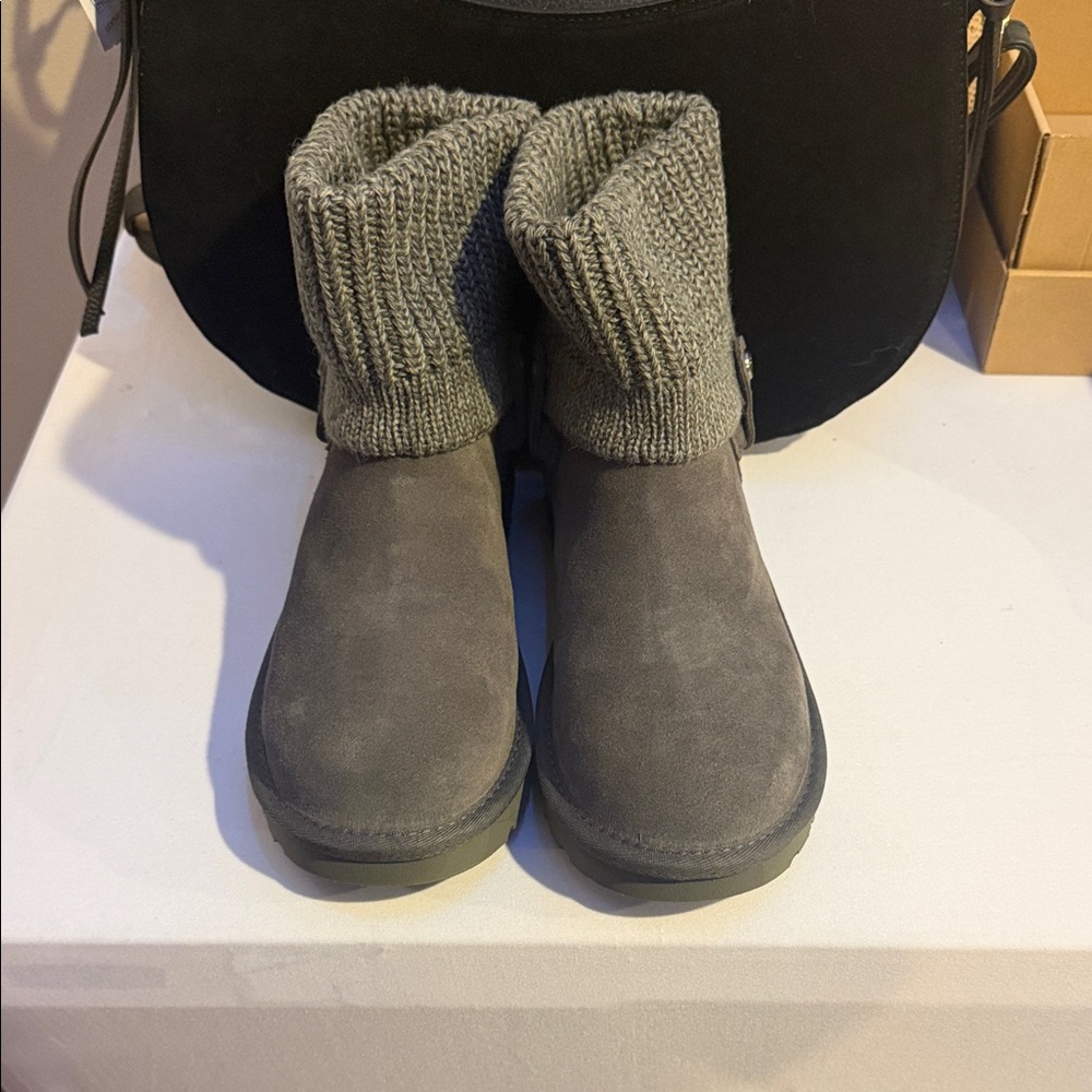 UGG Charcoal Knit Cuff Boots